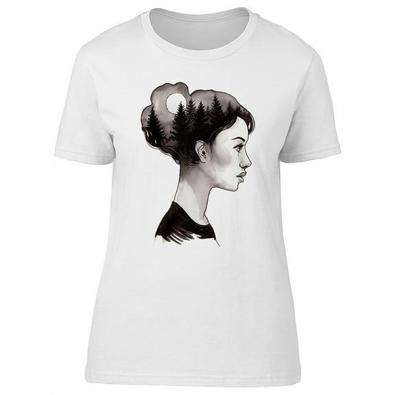 Girl And Forest On Hair T-Shirt Women -Image by Shutterstock, Female Medium
