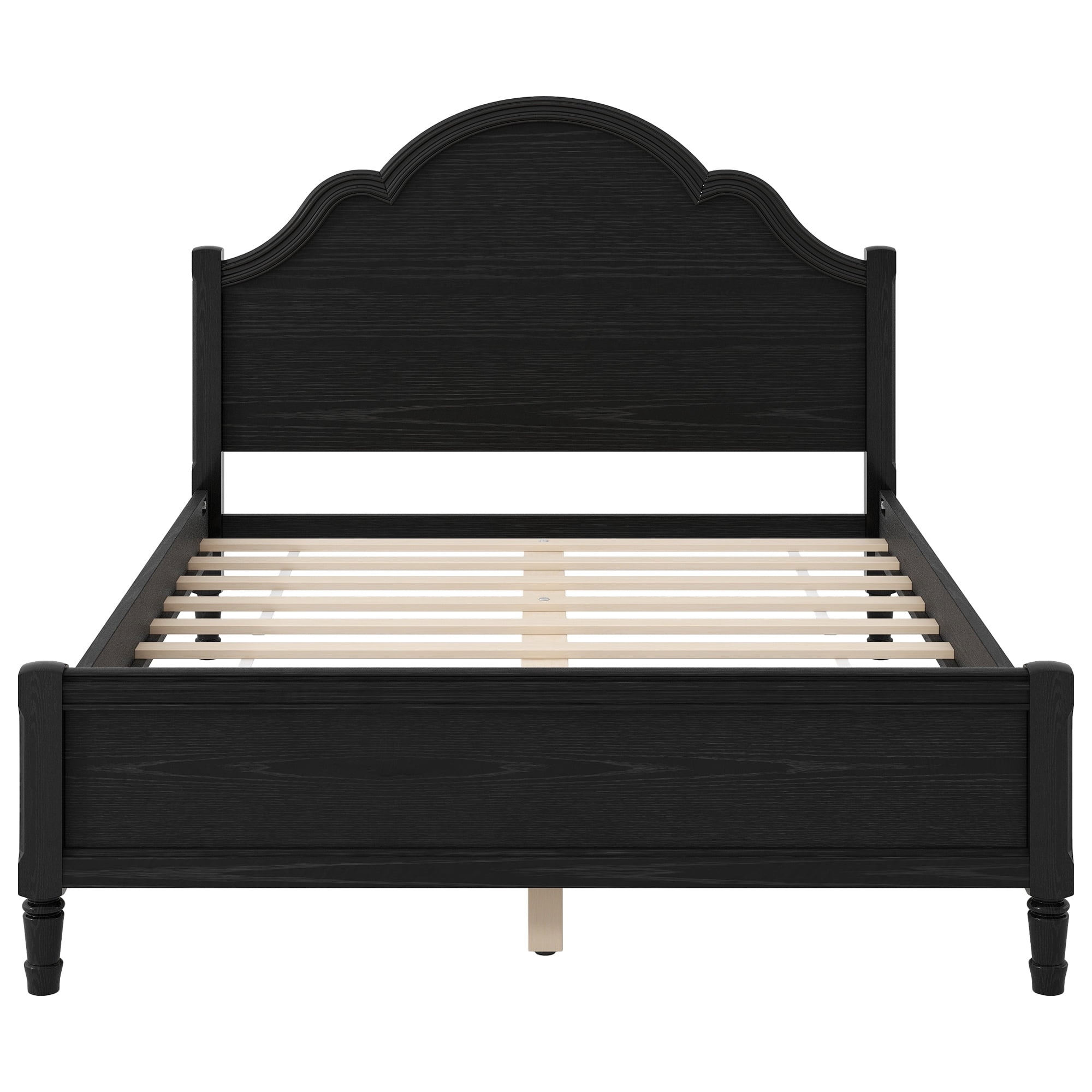 Euroco Wood Queen Size Platform Bed with Headboard, No Spring Box Needed, Black