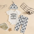 thumbnail image 2 of larppty Baby Boy Girl Soccer Outfit Apparently I Like Soccer Short Sleeve Bodysuit Printed Pants Hat Set 3pc Clothes (Black,0-3 Months), 2 of 9
