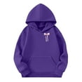 thumbnail image 5 of Weebloom Cute Toddler Girls Hoodies Bow Long Sleeve Hoodies Sweatshirt Tops Pullover With Pocket Dark Purple 3-4 Years, 5 of 6