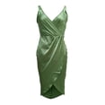 thumbnail image 3 of hirigin Women Summer Midi Dress V-Neck Sleeveless  Solid Color Slim Fit Sling Irregular Dress with Tie Knot Belt, 3 of 5