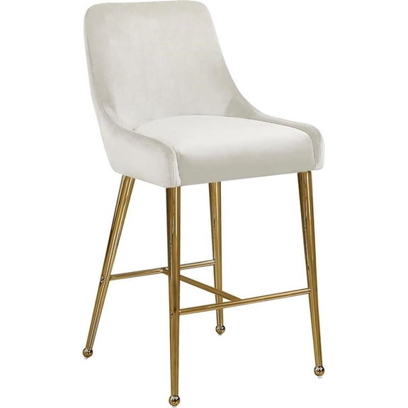 Maklaine Contemporary Cream Velvet Counter/Bar Stool (Set of 2)