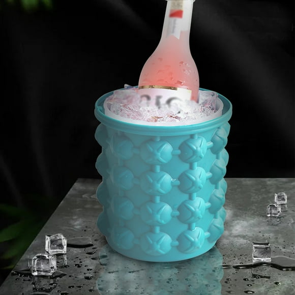 Dvkptbk Ice Buckets Large 2 in 1 Ice Bucket & Ice-Mold with Lid,Silicon Ice Cubes Maker, Portable Silicon Ice Cubes Maker Camping & Hiking