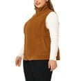 thumbnail image 4 of Agnes Orinda Women's Plus Size Sleeveless Zipper Side Pocket Casual Corduroy Vest Jackets 1X Caramel, 4 of 7