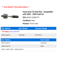 thumbnail image 2 of Front Inner Tie Rod End - Compatible with 2002 - 2009 Audi A4 2003 2004 2005 2006 2007 2008, 2 of 2