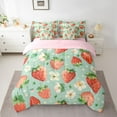 thumbnail image 2 of Manfei Cute Rustic Flower 7pcs Bedding Comforter Set,Sweet Strawberry Pattern Queen Bedding Sets,Red Green Queen Sheet Sets For Girls Teens,Breathable Home Decor Reversible, 2 of 8