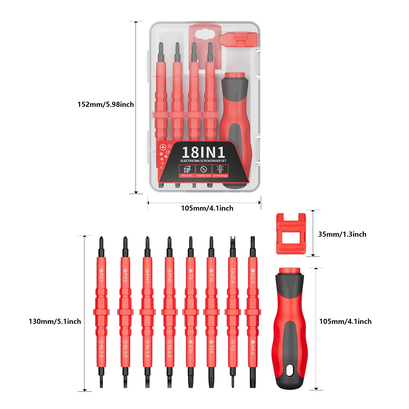 Alloy Steel 18-Piece Multitool with Anti-Slip Grip & Compact Storage for Electronics & Home Maintenance