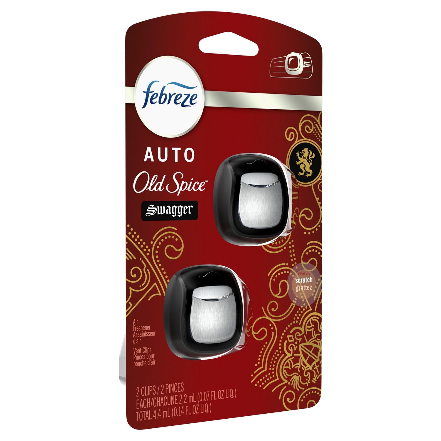 Febreze AUTO Air Freshener Vent Clip Old Spice Swagger Scent, Car Vent Clip