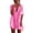 Pink, variant on Women Summer Loose Short Sleeve Chiffon Shirt Dress Mid Length Solid Color Casual,Watermelon Red,6XL