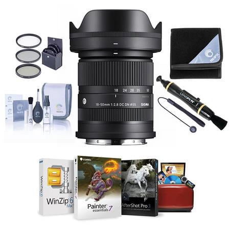 UPC: 0192223196056 | 18-50mm f/2.8 DC DN Contemporary Lens for Sony E  Bundle with 55mm Filter Kit  Lens Cleaner  Lens Wrap  Lens Cap Tether  Cleaning Kit  Mac Software Kit
