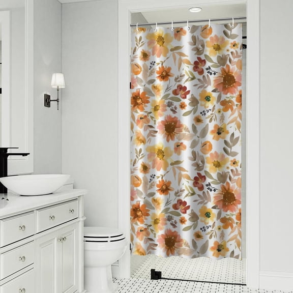 Pioneer Flower Floral Print Pattern Shower Curtain 36"x72" ,Bathroom Decorative Shower Curtains Set with 12 Hooks,Modern Waterproof Washable Shower Curtain