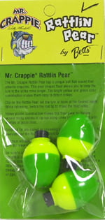 New Mr Crappie Rattlin Pear Floats 1" Yellow/Green 10pk RP3P-10YG 