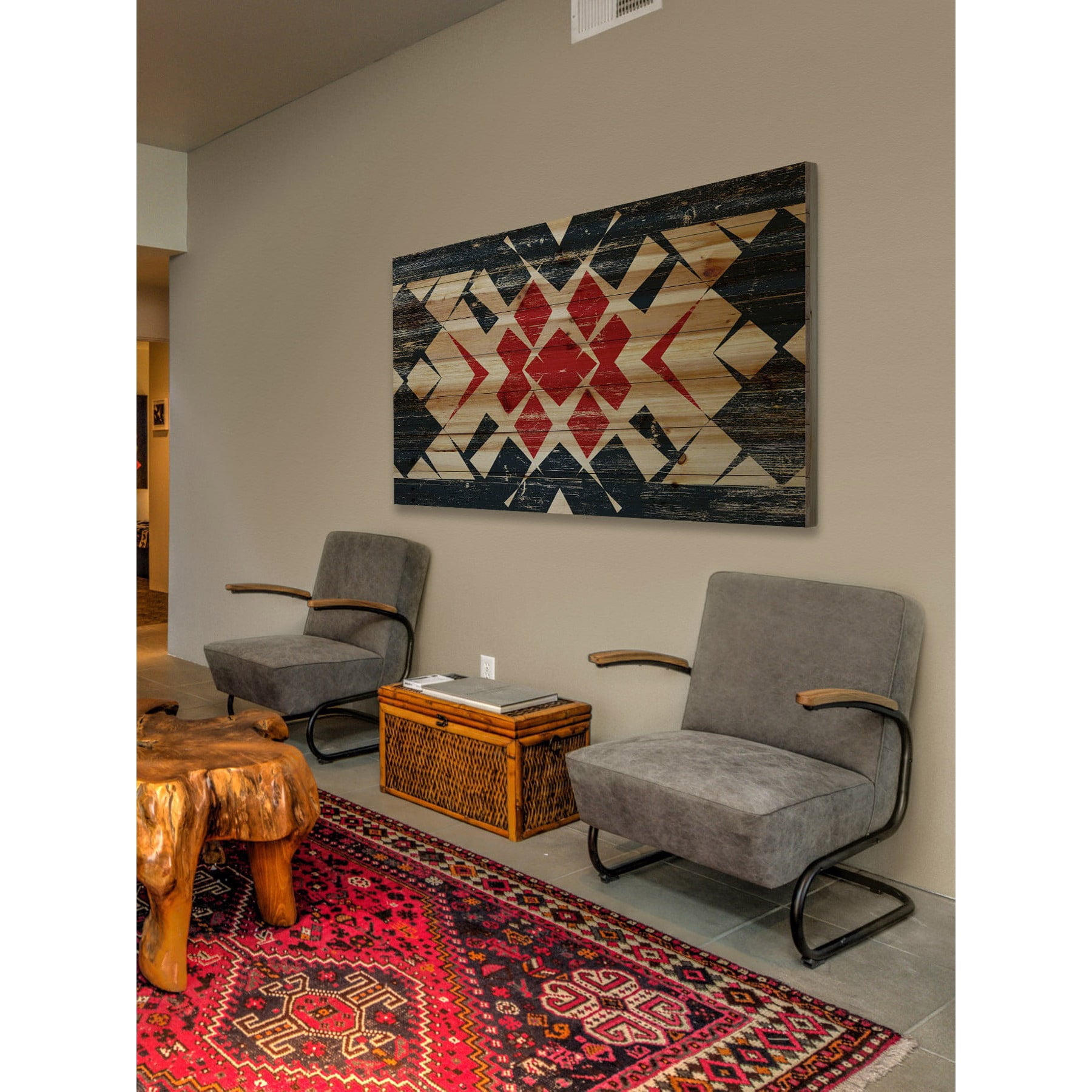 Marmont Hill - "Red Comes Through" Painting Print on Natural Pine Wood