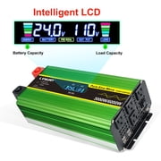 LVYUAN 3000W 6000W Peak Pure Sine Wave Power Inverter Car Converter DC 24V to AC 110V/120V with 4USB & 4AC Outlets, LCD Display, Remote Control for Car, RV, Camping, Outdoor & Home Backup Green