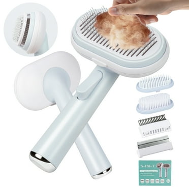 Cat Brush 5-in-1 Set,Cat Brush for Shedding Long or Short Haired Cats, Removes Mats, Tangles and Loose Fur-Blue