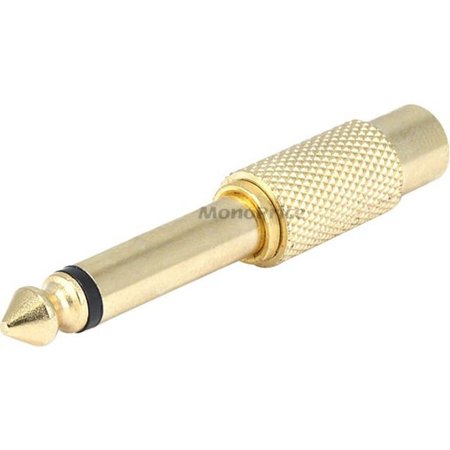 UPC: 0844660071761 | Monoprice Metal 1/4in (6.35mm) TS Mono Plug to RCA Jack Adapter  Gold Plated