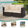 thumbnail image 6 of MEETWARM 2-Piece Outdoor Sectional Rattan Patio Furniture Set, All Weather PE Wicker Loveseat Corner Sofa Conversation Set with Washable Cushions for Porch Lawn Garden Backyard, Brown, 6 of 7