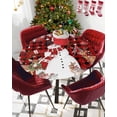 thumbnail image 5 of Round Tablecloth with Elastic Christmas Snowman Silver Pine Leaves Black Red Buffalo Plaid Waterproof Table Cover Wipeable Fitted Table Cloths for 55"-60" Round Tables Dining Kitchen, 5 of 6