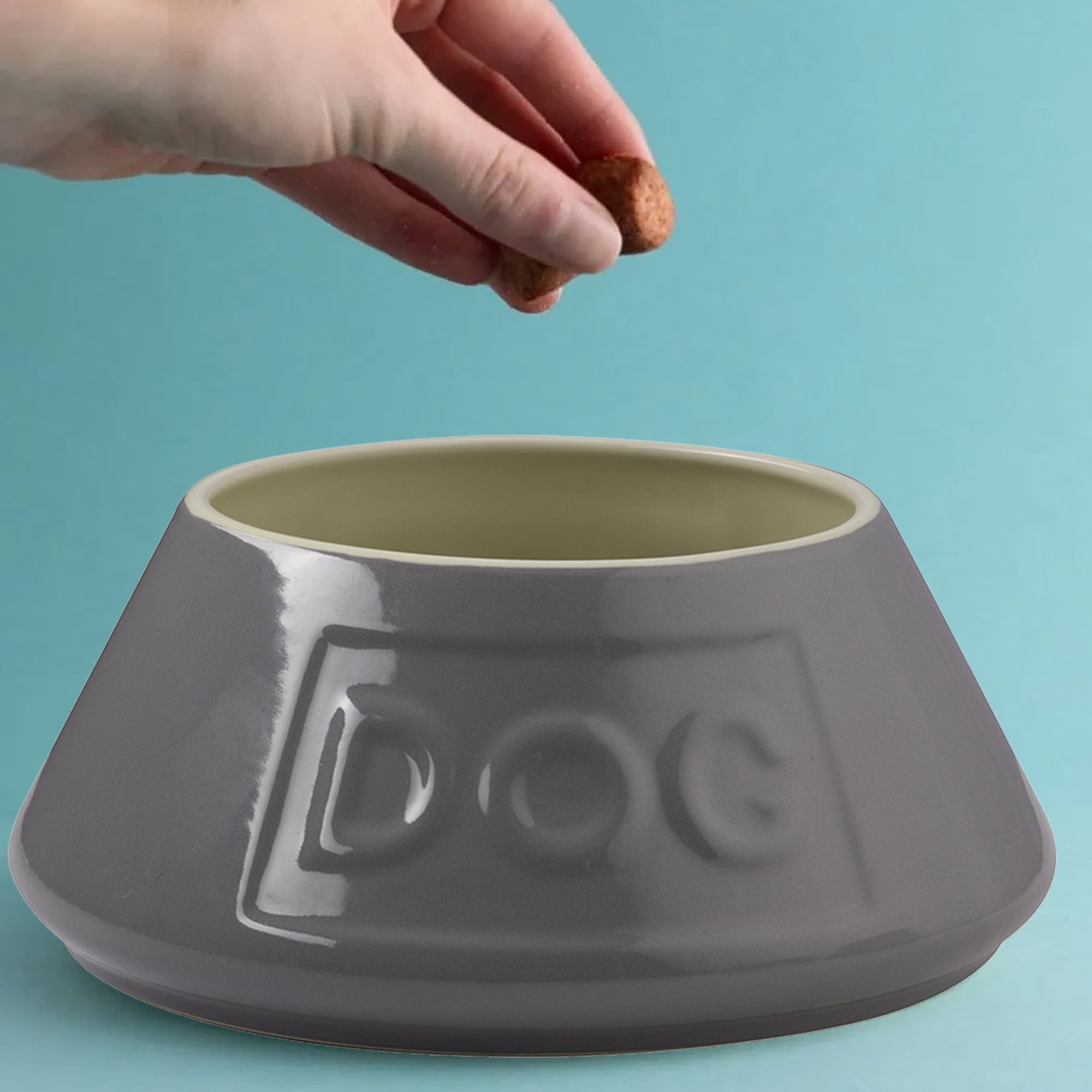 Mason Cash: Non-Tip Dog Bowl - Grey - 8.3", 54oz - Durable Ceramic Food & Water Angled Dish, Microwave-Dishwasher Safe, Pet Meal Feeding & Hydration