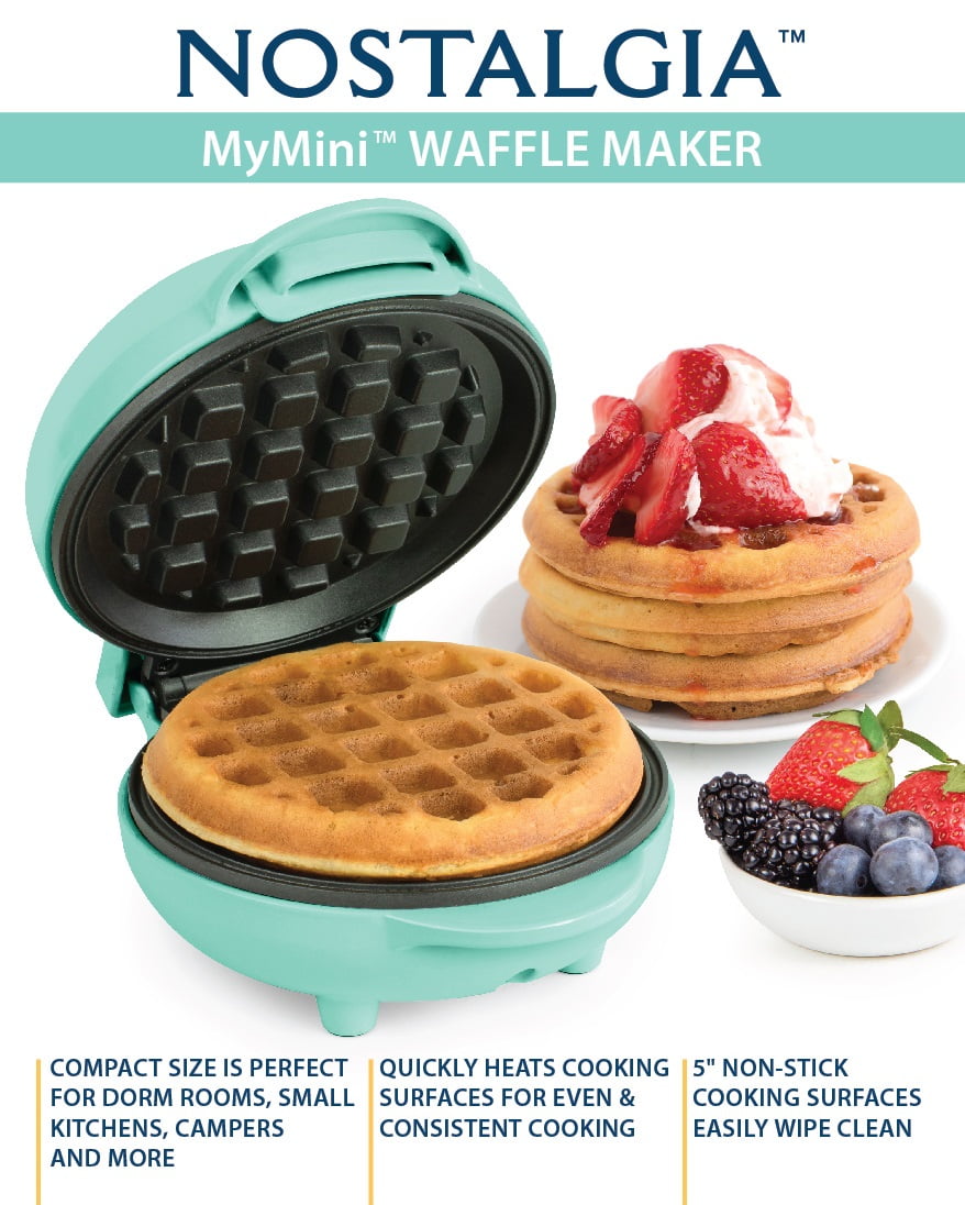 Nostalgia My Mini Waffle Maker 5 Cooking Surface White Beige NEW