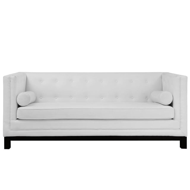 Modway Canapé Moderne en Cuir Reconstitué Capitonné, Fini Blanc, Impérial
