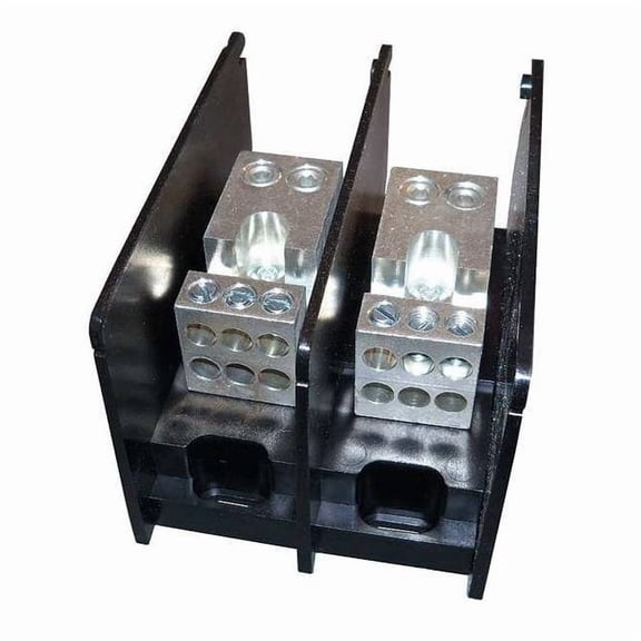 Power Distribution Block, Open, 2 Pole, 350 A Copper, 1,000 V AC/DC, Screw