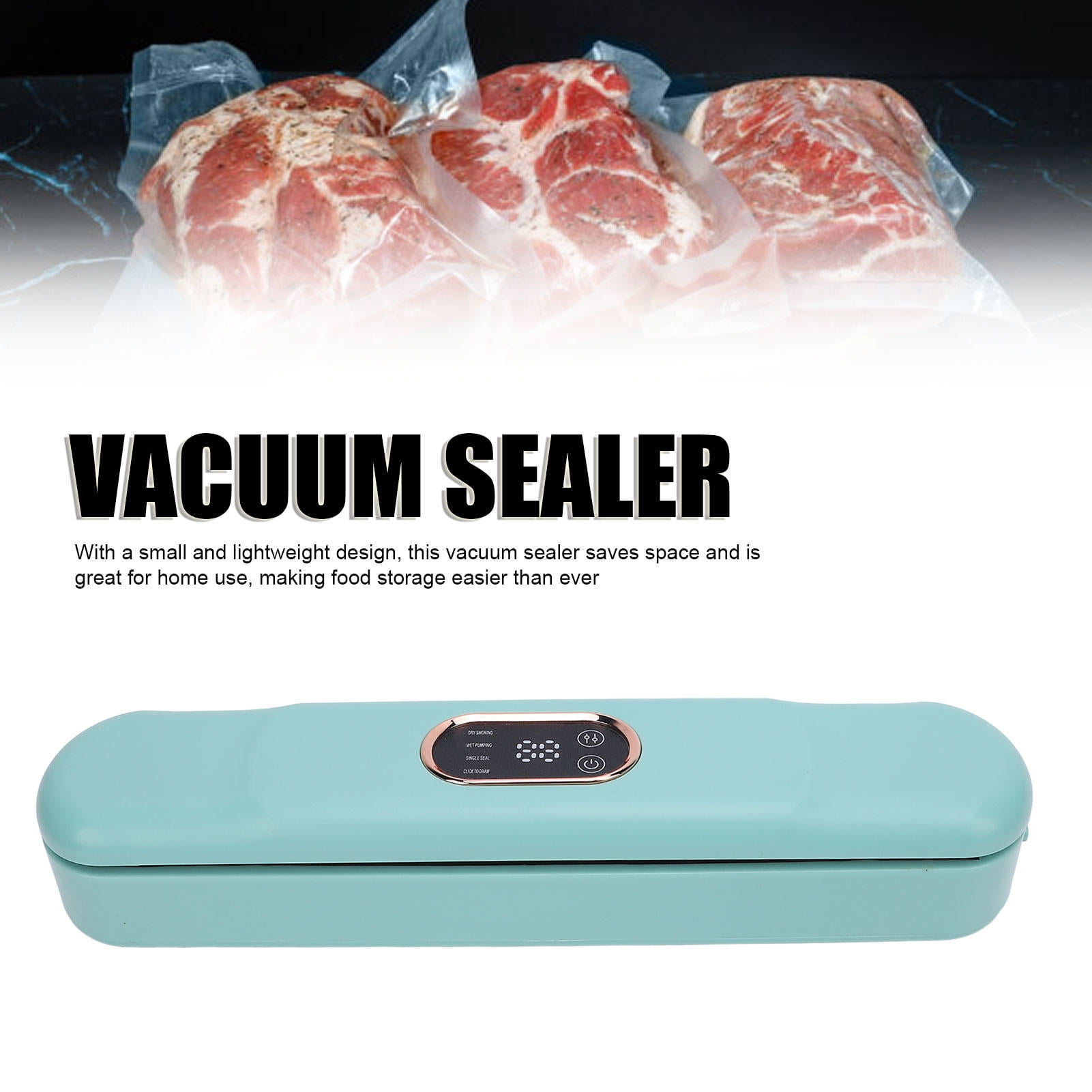 BOKYAN Compact LCD Vacuum Sealer – Powerful Suction, Portable Design, 10‑Bag Seal, Ideal for Home Food Storage