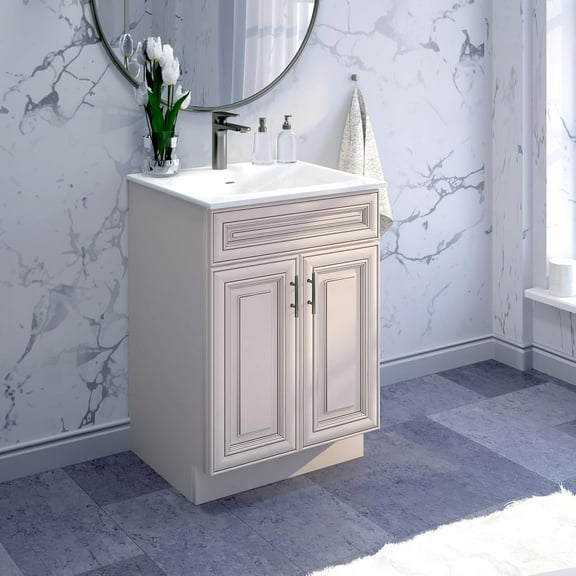 Sink Base Bathroom Vanity Ready-to-Assemble Bathroom Cabinet 24" Width Vanity Base in Antique White