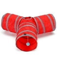 thumbnail image 3 of Spencer Pet Cat Tunnel, 3-Way Tunnels Extensible Collapsible Tube Pet Play Tent Interactive Toy with 1 Play Ball for Rabbits, Kittens and Dogs (Red), 3 of 9