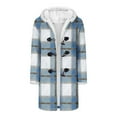 thumbnail image 5 of Hvyesh Women's Casual Horn Button Down Long Coat Christmas Plaid Shacket Jacket Slim Fit Mid Length Pea Coats with Faux Fur Lapel, 5 of 9