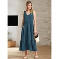 thumbnail image 2 of Weardear Women Summer Maxi Dress 2024 Casual Sleeveless Dress Tiered Boho Flowy Sundress A Line T Shirt Dress with Pocket, 2 of 5