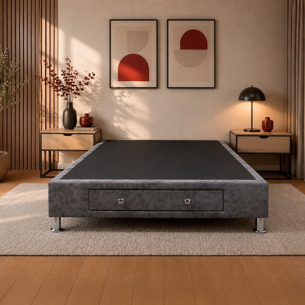 Cama Base Basic con cajón Atlas del Descanso color gris
