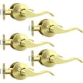 thumbnail image 1 of Leviers de Porte en Or Brossé pour Intérieur, Poignées de Porte de Passage en Laiton, Style Rabattable, Poignées de Porte de Hall/placard, Intérieur Sans Clé, Ensembles de Leviers Non Verrouillables, Réversibles pour Côté Droit/gauche, 1 of 7