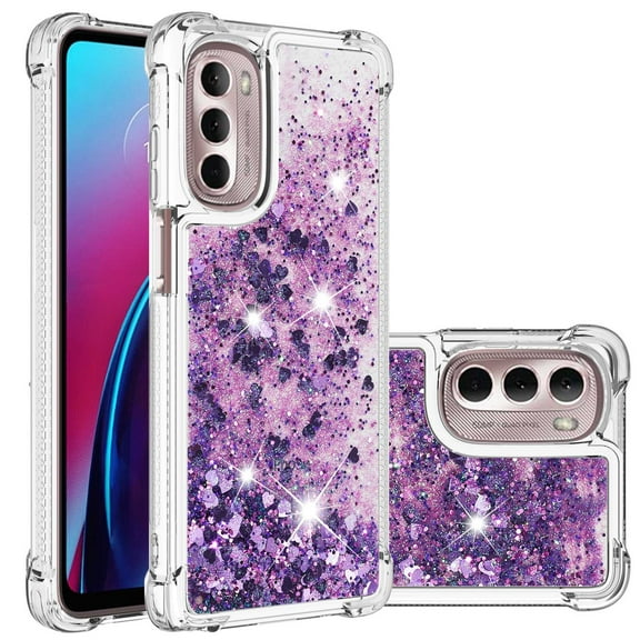 Case for Motorola Moto G Stylus 2022 5G Bumper Cover Sparkly Glitter Bling Flowing Liquid