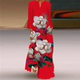 thumbnail image 3 of 2024 Nouvelle Robe de Printemps pour Femmes, Manches Longues Rouges, Col en V, Élégante, Soirée, Décontractée, Visage, Impression 3D, Vintage, 3 of 5