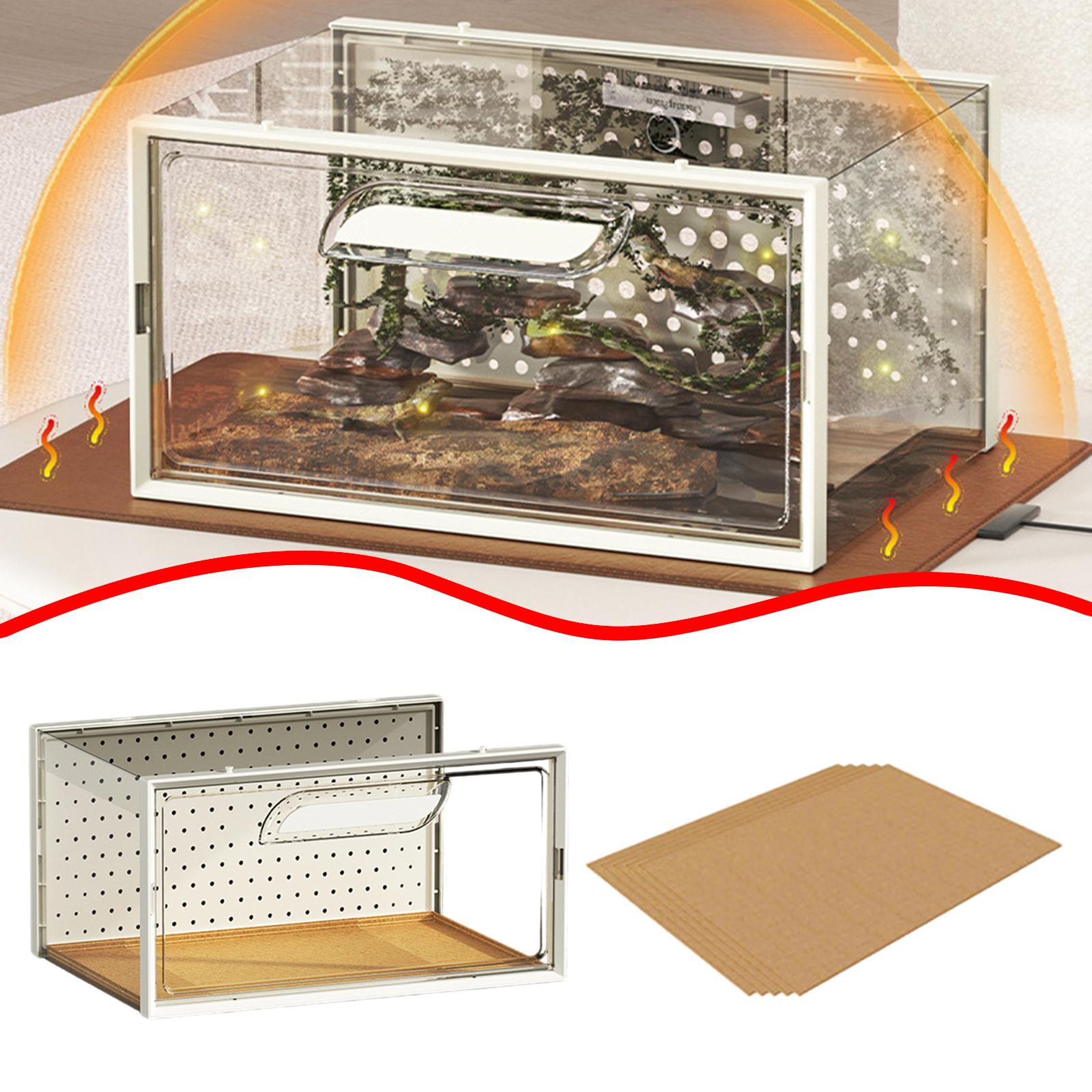 Bvdfgk Portable Reptile Terrarium with Food Box, Ventilation System, Enclosure/cage for Large