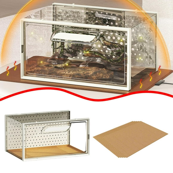 Terrario para Reptiles con Circulación de Aire Y Tapa Sólida, Fabricado en PET PP, Adecuado Como Contenedor de Cría Y Jaula para Serpientes, Arañas, G Grande