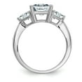 thumbnail image 2 of 14K White Gold Ring Band Moissanite Octagon Emerald Trillion, Size 9, 2 of 7