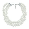 thumbnail image 2 of Bling Jewelry Womens Classic Bridal 3 Strand Wide White Simulated Pearl Choker Collar Necklace, 2 of 6