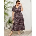 thumbnail image 5 of Plus Size Wedding Guest Maxi Dresses for Curvy Women, Summer Casual Floral Long Party Sundress with 3/4 Sleeve, 5 of 8