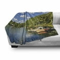 thumbnail image 3 of Lake Theme Soft Flannel Fleece Throw Blanket, Illustration of Docks in Ontario Canada Cottage Countryside Natural Feels, Cozy Plush for Indoor and Outdoor Use, 50" x 60", Multicolor, by Ambesonne, 3 of 6