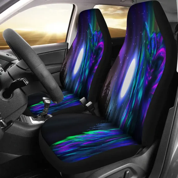 Wolf Painting Car Seat Covers Pack of 2 Universal Front Seat Protective Cover