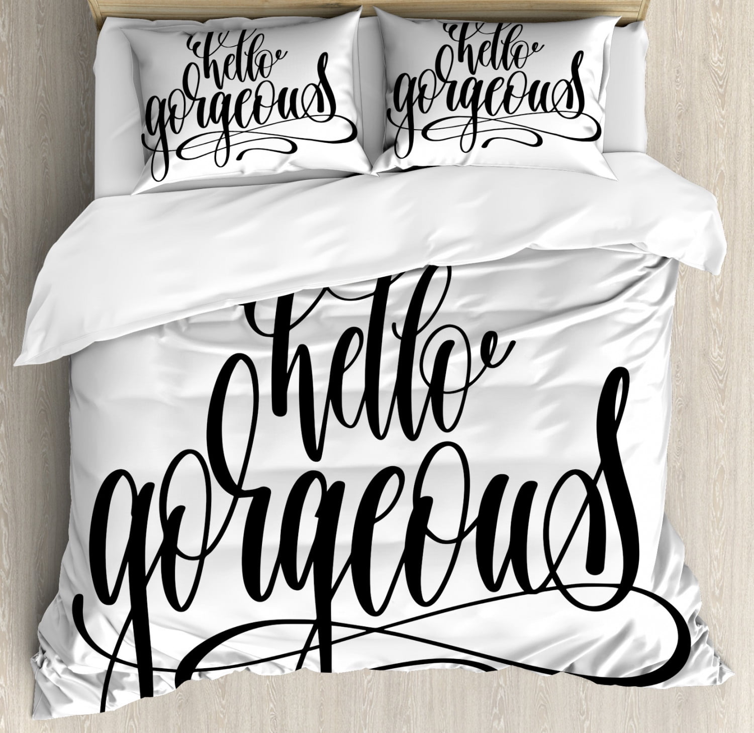 Hello Duvet Cover Set Queen Size, Unique Handwriting Style