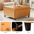 thumbnail image 3 of Dextrus 16.14''H Coffee Table Square Storage Ottoman, Brown Faux Leather, Living Room, 3 of 5