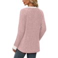 thumbnail image 6 of Long Sleeve Shirts for Women Sweaters Fall Outfits Color Block Winter Clothing Dressy Casual Soft Pink M, 6 of 7
