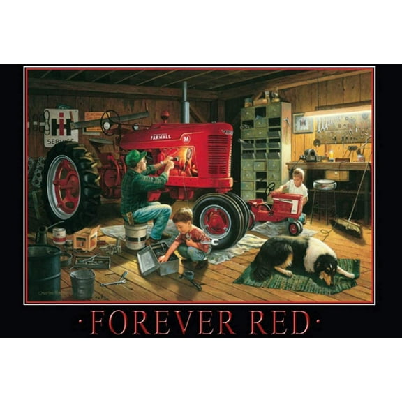 Tractor Farmall Vintage Industrial Custom Metal Tin Sign Home House Coffee Beer Drink Bar 8 x 12 Inch Forever Red Metal Sign