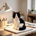 thumbnail image 4 of Lunxisen 1 Pcs Sitting Cats Head Turned Aside Soothing Doll Plush Toy for Nap Decor Cute Tabby Blue Cat Stuffed Animal Gift, 4 of 8