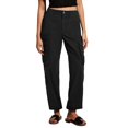 thumbnail image 1 of Gibobby Pantalones tipo cargo para mujer petite casual Pantalones cargo de corte recto ajustables Pantalones de senderismo holgados de cintura alta con bolsillo(Negro,G), 1 of 5