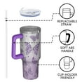 thumbnail image 4 of Butterfly 40oz Tumbler with Handle and Straw, Large Capacity Travel Cup for Hot & Cold Drinks, Double Walled Vacuum Insulated Cup,Birthday Gifts for Women Girls, Spring, 4 of 6