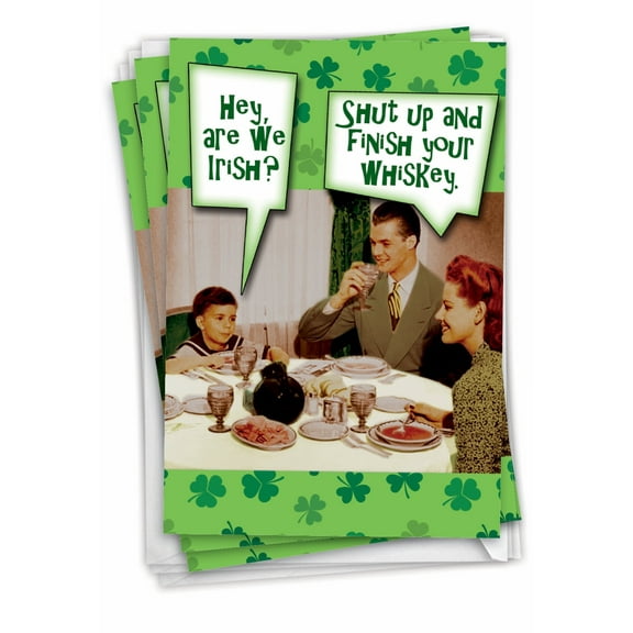 NobleWorks Pack of 3 Funny St. Patrick's Day Greeting Cards with Envelopes (1 Design, 3 Each) Are We Irish C6761SPG-C3x1